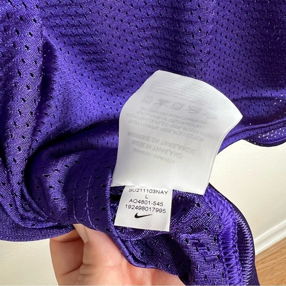 Nike Vapor Varsity Purple V-Neck Short Sleeve Football Practice Jersey Top Sz L - Picture 10 of 13